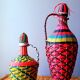 Set of 2 bottles scoubidous 60s