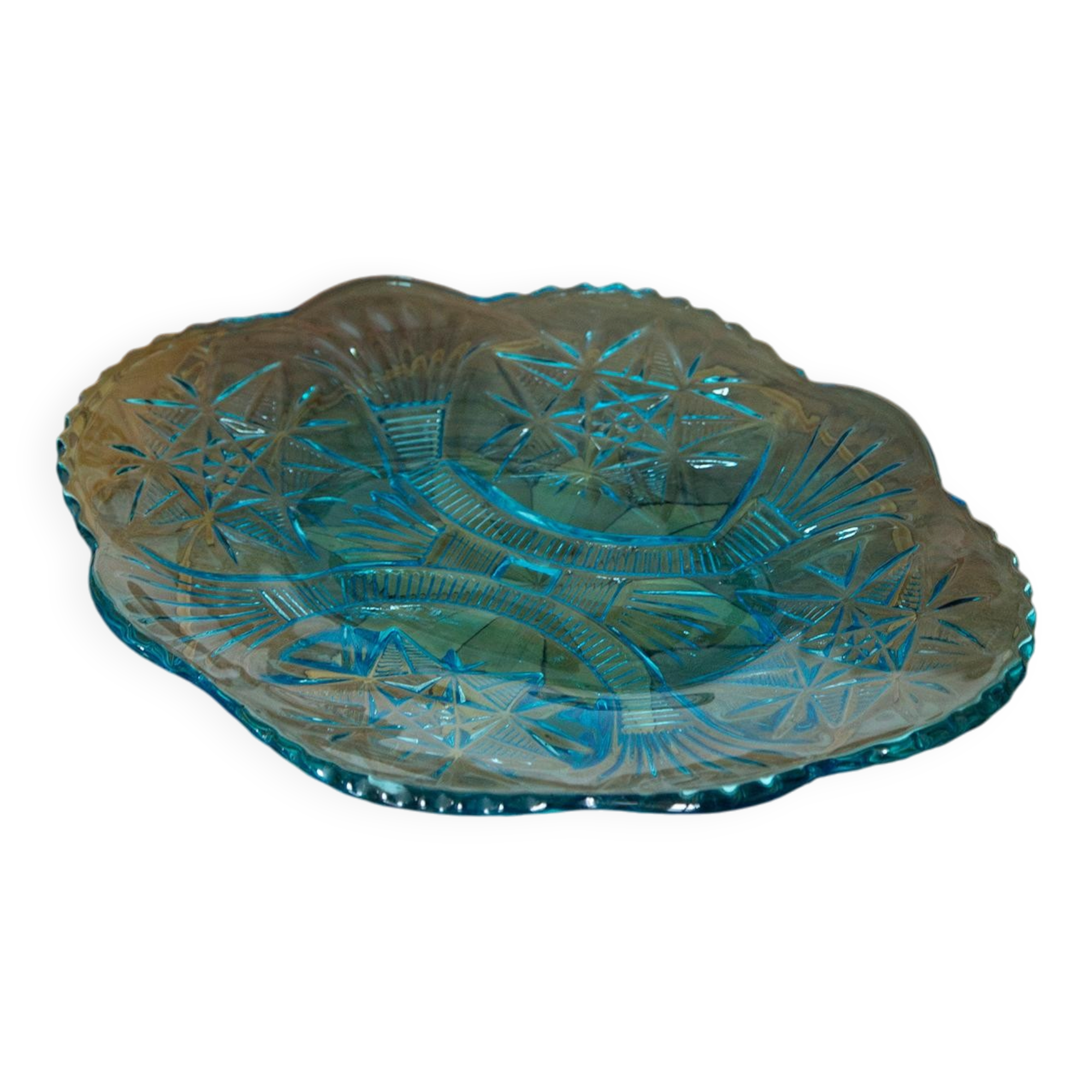 Light blue decorative glass plate, mid-century, Italy, 1960s.