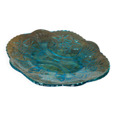 Light blue decorative glass plate, mid-century, Italy, 1960s.