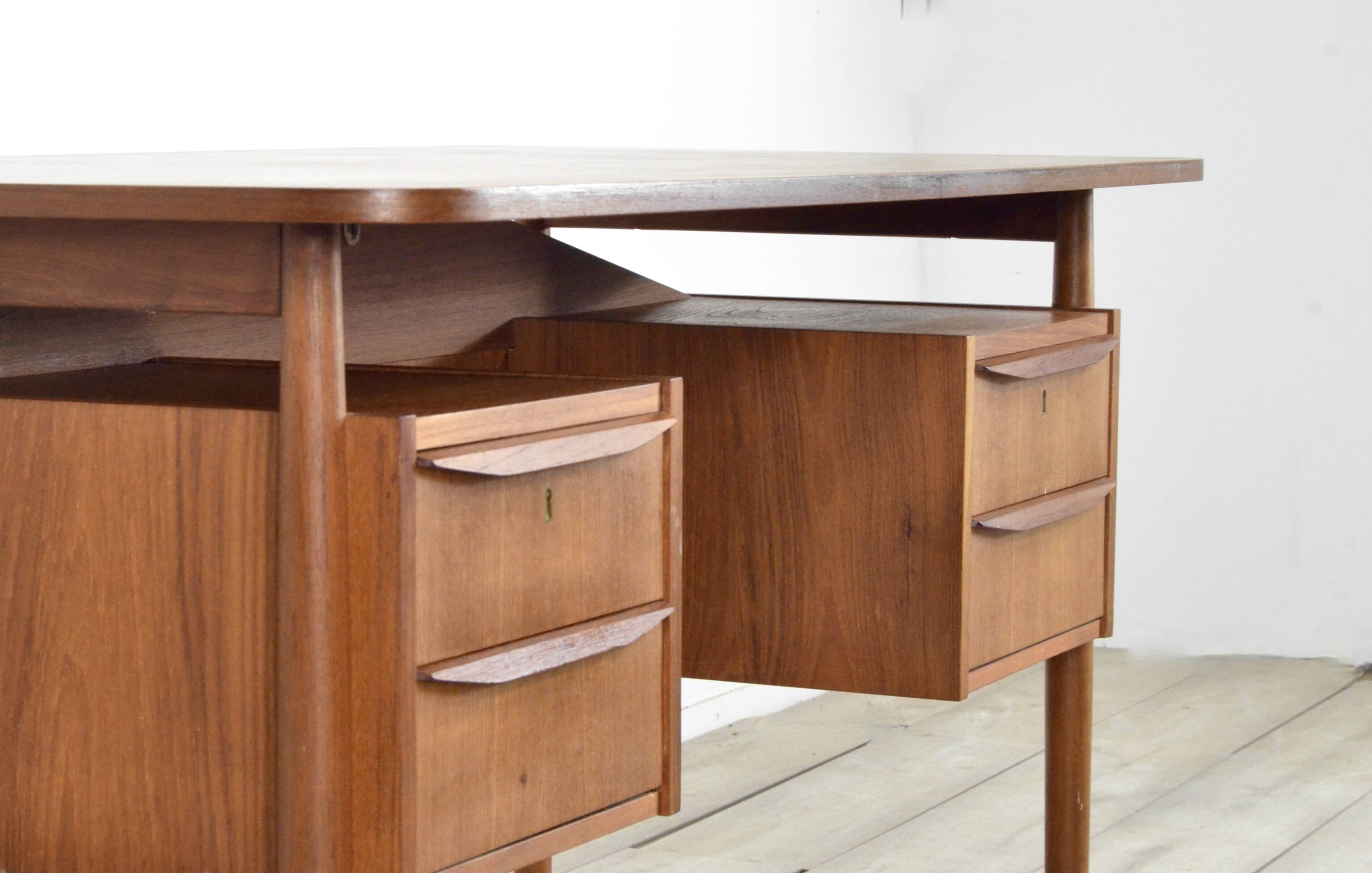 Midcentury Danish Teak Desk By Gunnar Nielsen For Tibergaard.