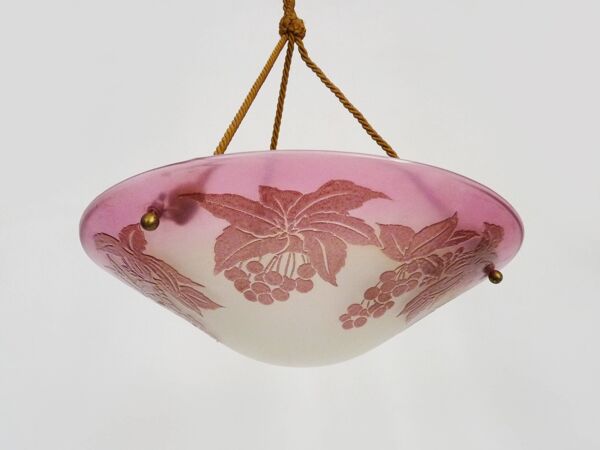 Magnifique vasque Vianne style Art Nouveau 1 Feu, en verre violet à motifs