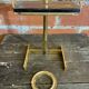 Brass Floor Ashtray + Wooden Shelf + Vintage Black Metal Ashtray