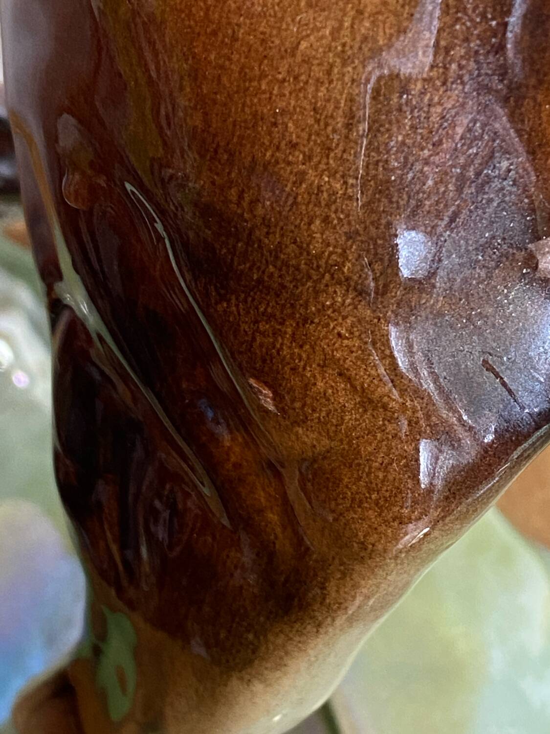 Iridescent ceramic wolf dog, Hubert Béquet