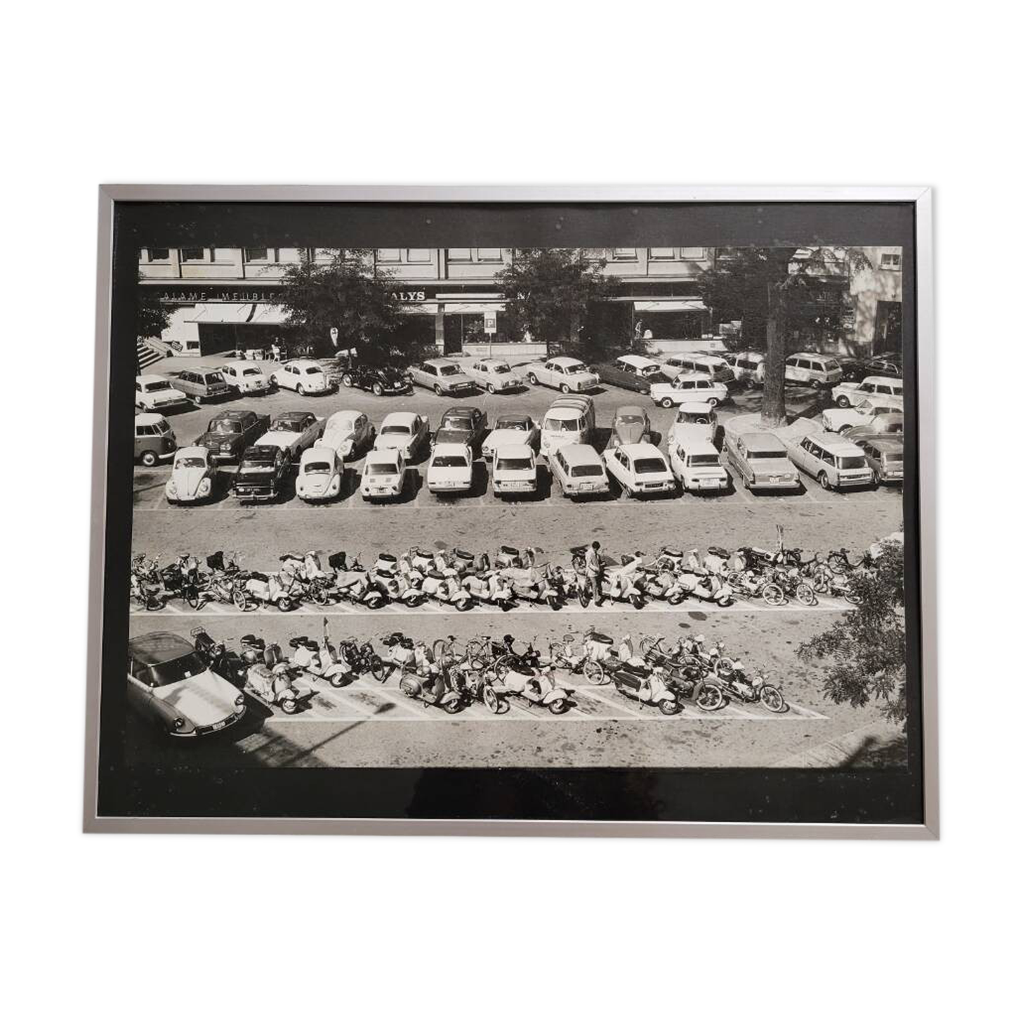 Framed film photograph: cars from the 1950s