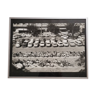 Framed film photograph: cars from the 1950s