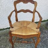 Provencal straw armchair in walnut