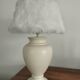 70s satin ceramic lamp and fur shade