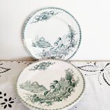 Set of 4 earthenware dinner plates from the Jules Vieillard et Compagnie Manufacture, Bordeaux, c