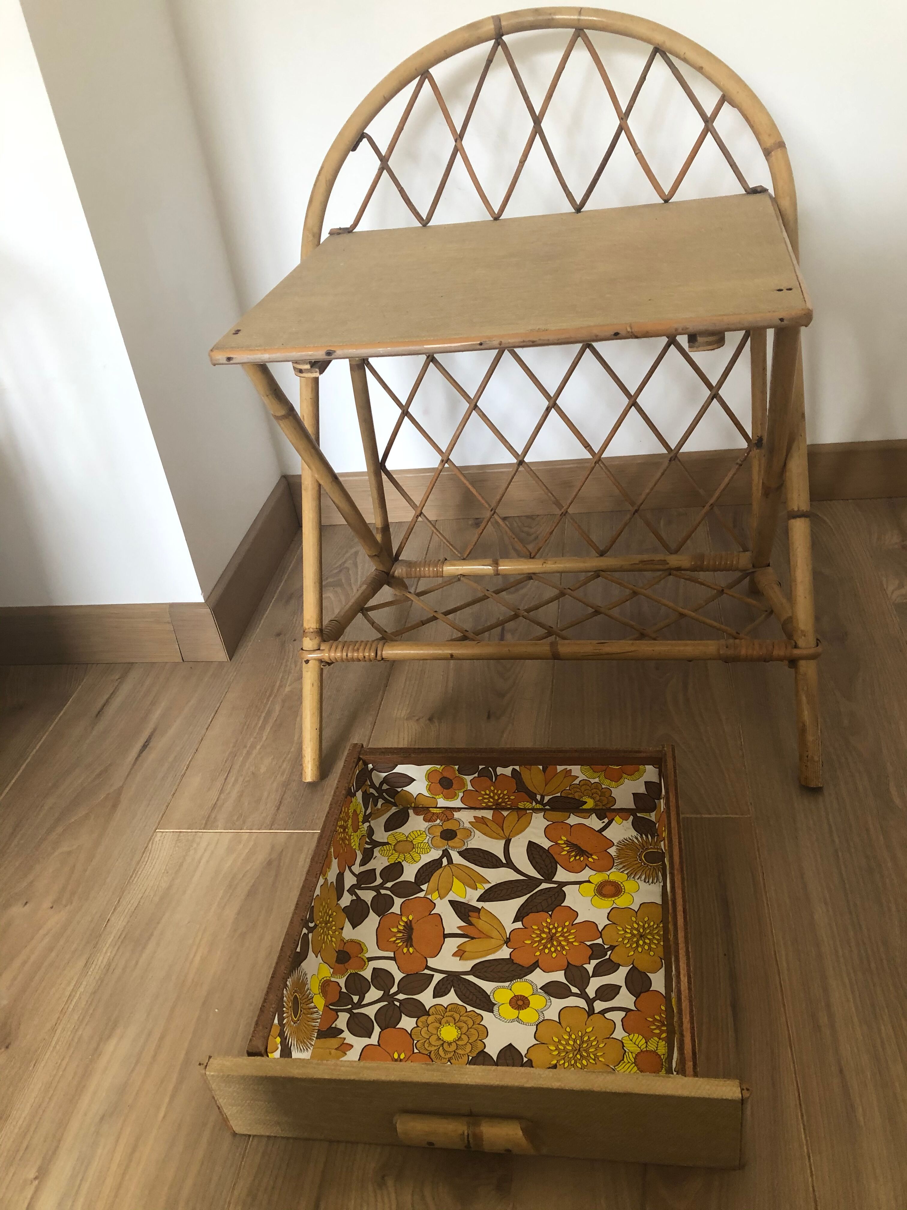 Vintage rattan nightstand