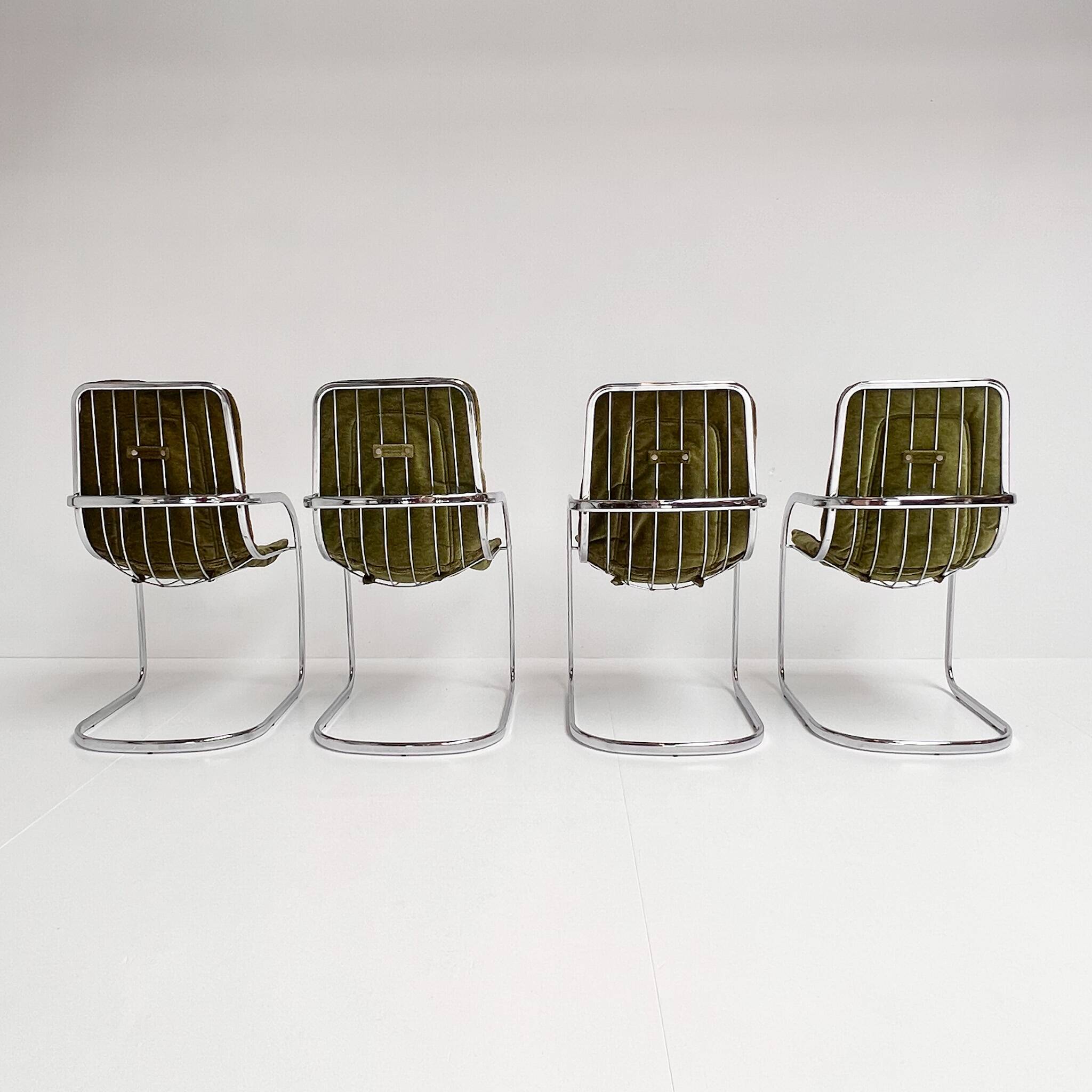 Set of 4 chrome wire chairs by Gastone Rinaldi for Rima, 1960s