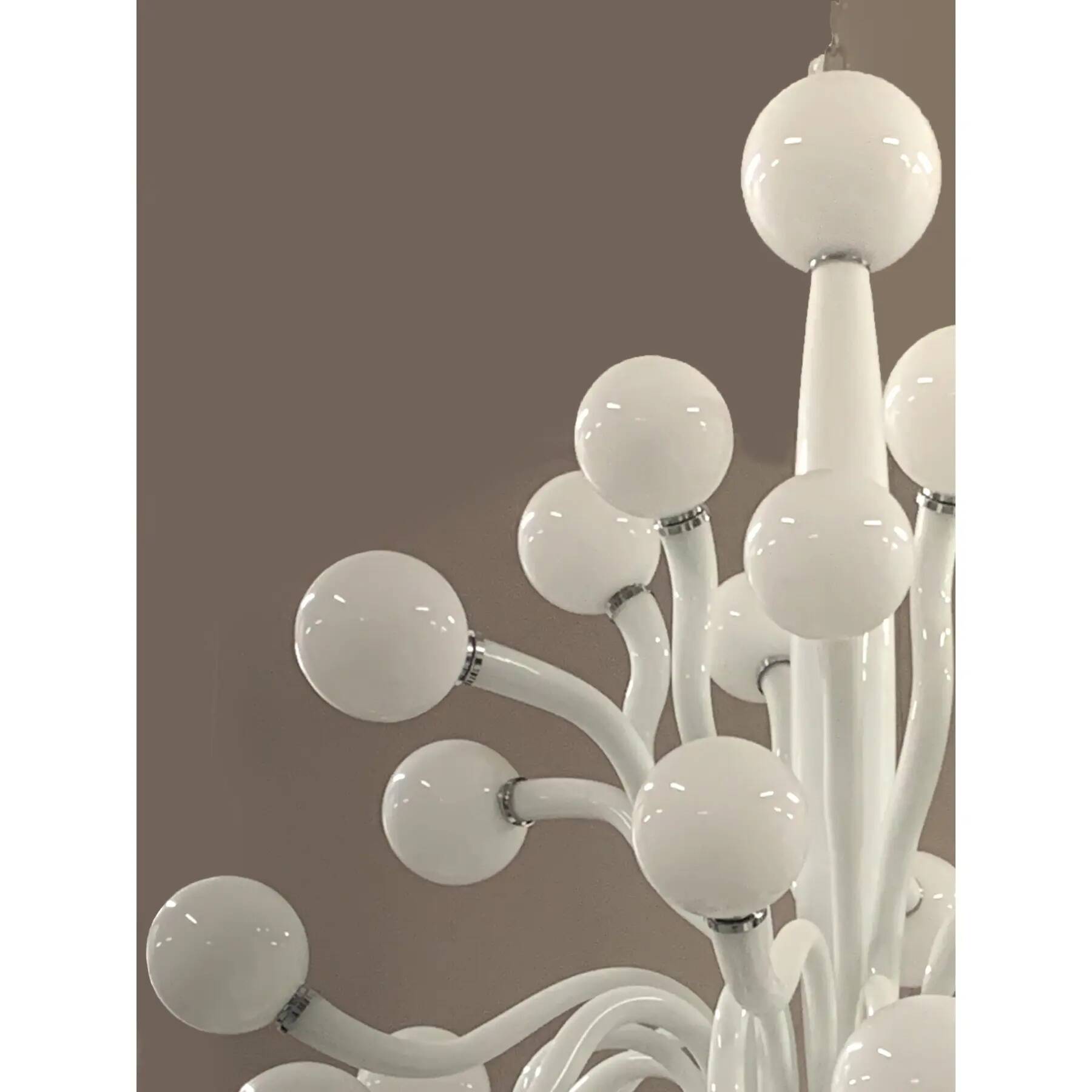 Huge Contemporary Pop Milky-White Murano Glass Chandelier by Simoeng