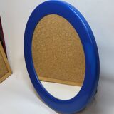 Round wall mirror syla blue frame in vintage plastic