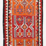 3x10 Red & Orange Tribal Kilim Runner Rug 93x308Cm SK 34615