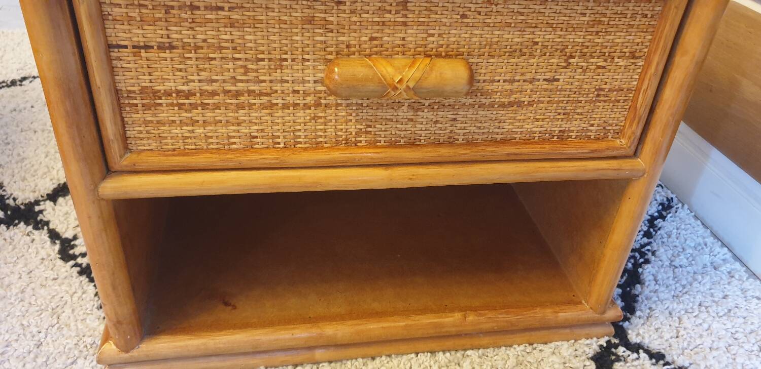 Pair of rattan bedside tables