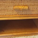 Pair of rattan bedside tables