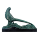 Grand Faisan en céramique émaillée vert émeraude Art Déco – 43 cm