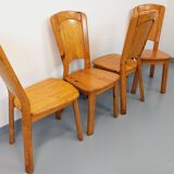Set of 4 vintage chairs in pine from the 70s