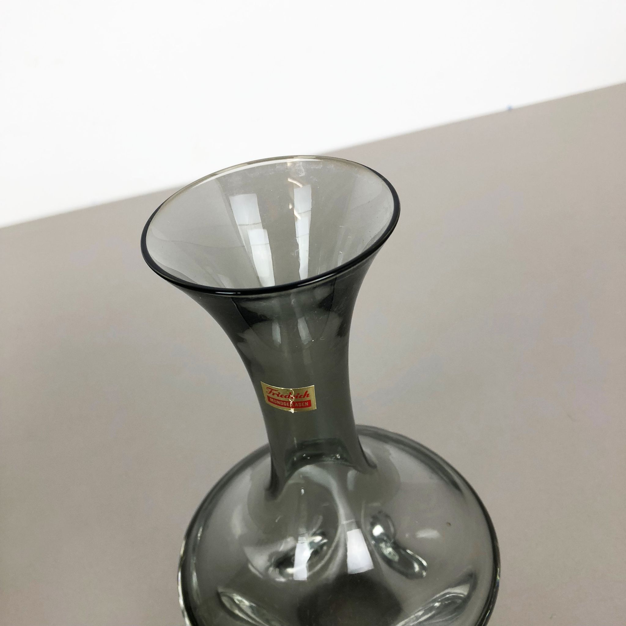Set of 3 cubic hand blown crystal glass vase by Friedrich Kristall Germany 1970s