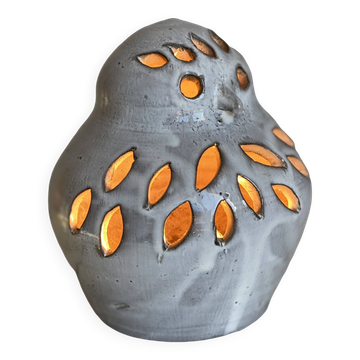 Zoomorphic ceramic night light by Honoré Camos in Vallauris, vintage owl 1960