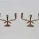 Pair of old candle holders with 3 branches in bronze, year 50/60