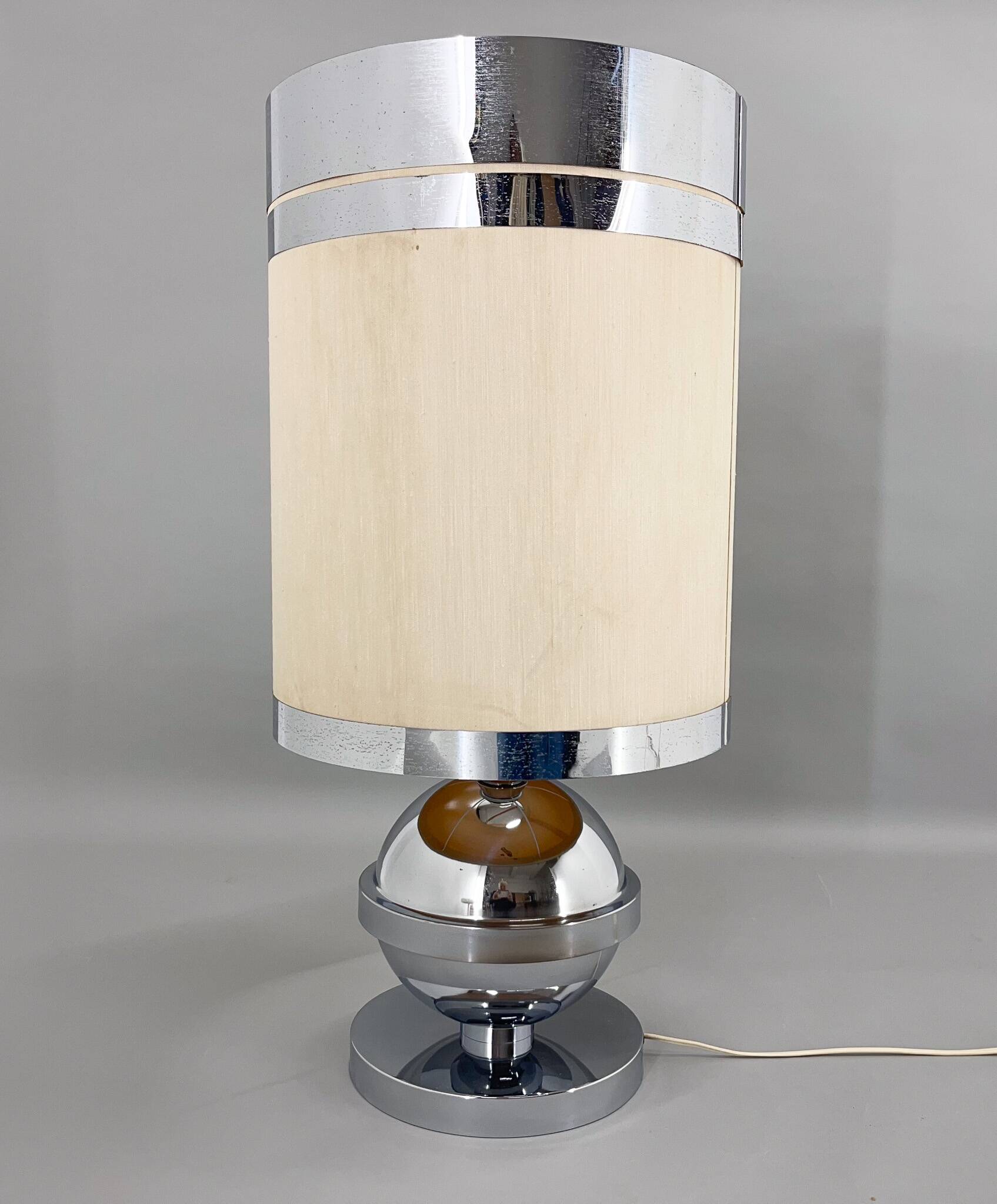 Large Mid-century Italian Chrome Table Lamp, 1970s