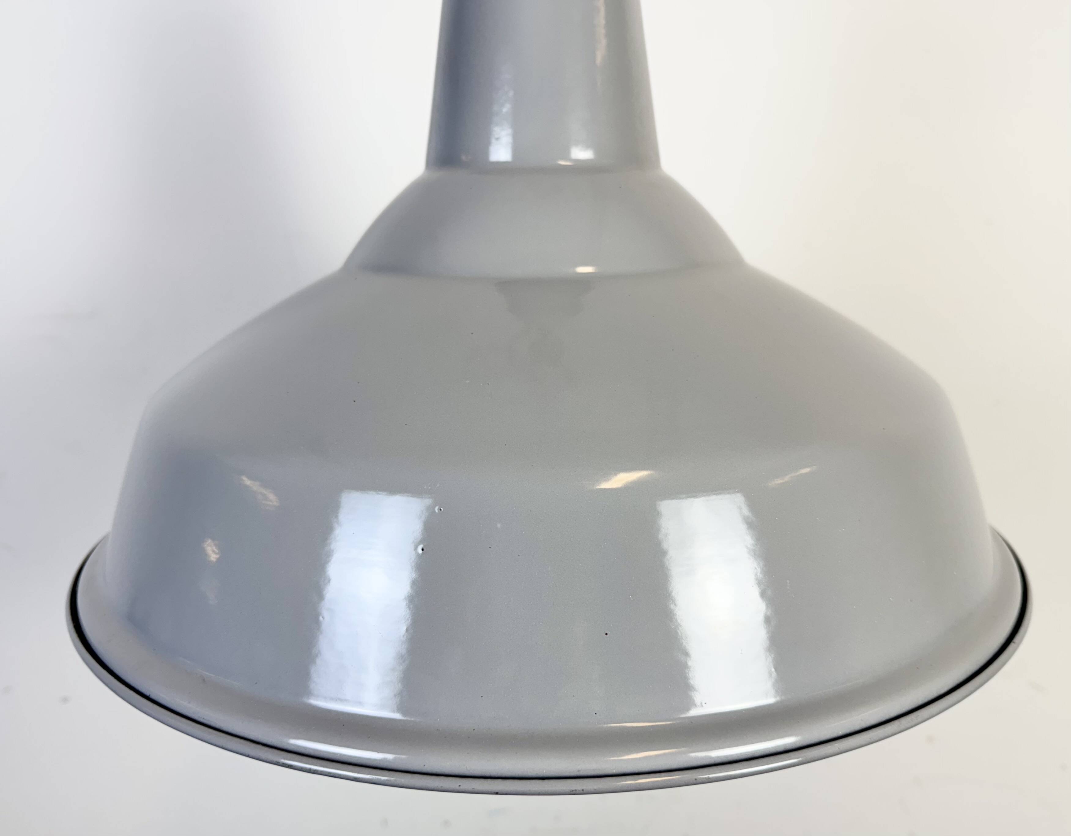 Large Industrial British Grey Enamel Pendant Lamp from Benjamin, 1960s