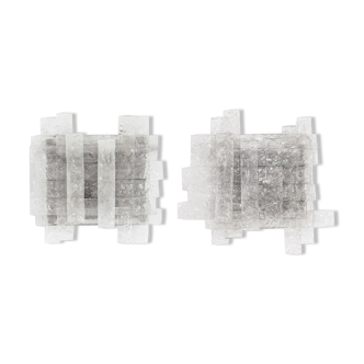 Pair of vintage Murano crystal wall lamps by Toni Zuccheri for Venini, Italy 1970