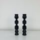 Pair of vintage ethnic blackened wood candlesticks