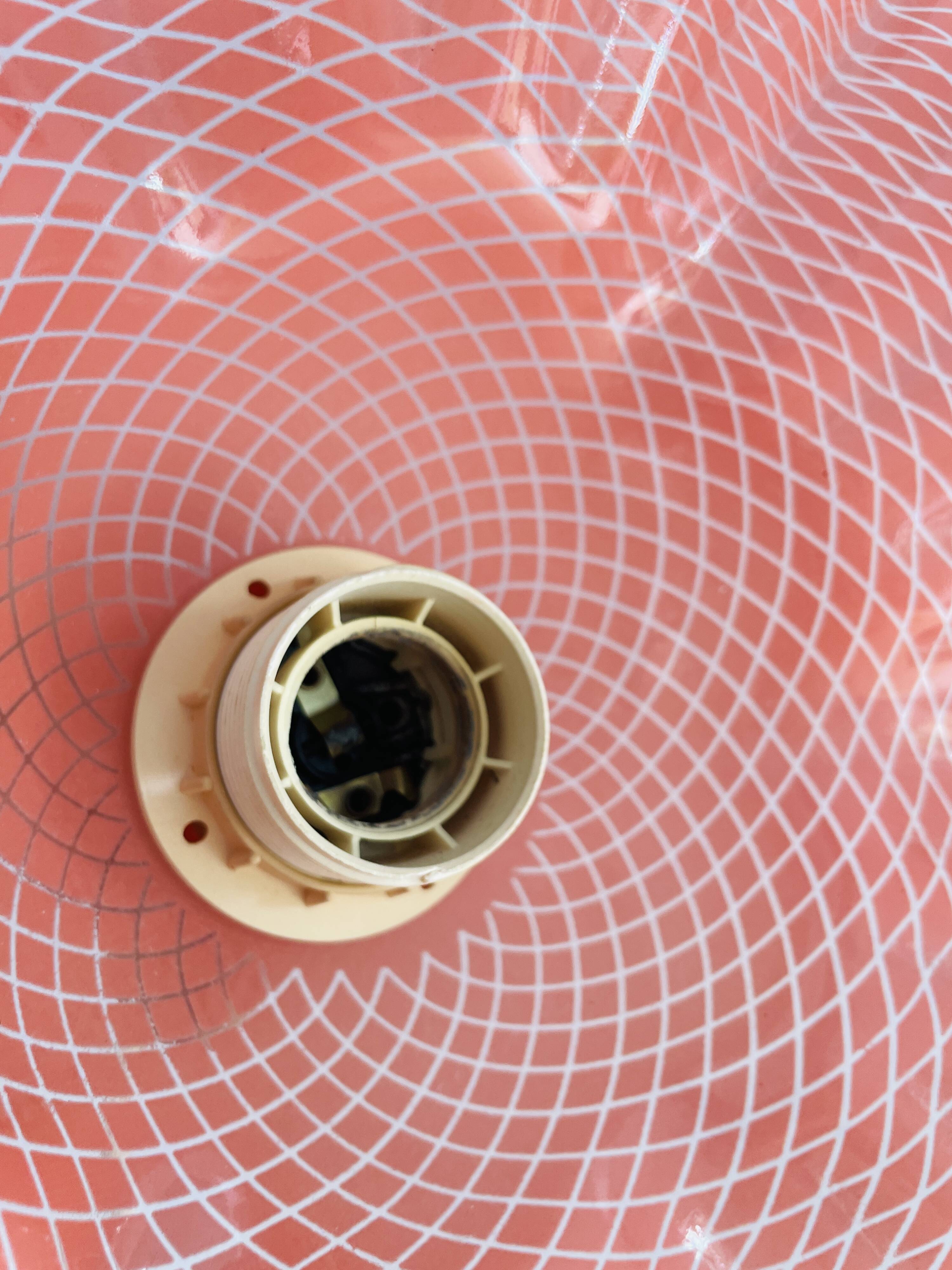 Pink molded glass pendant light