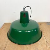Industrial Green Enamel Pendant Lamp, 1960s