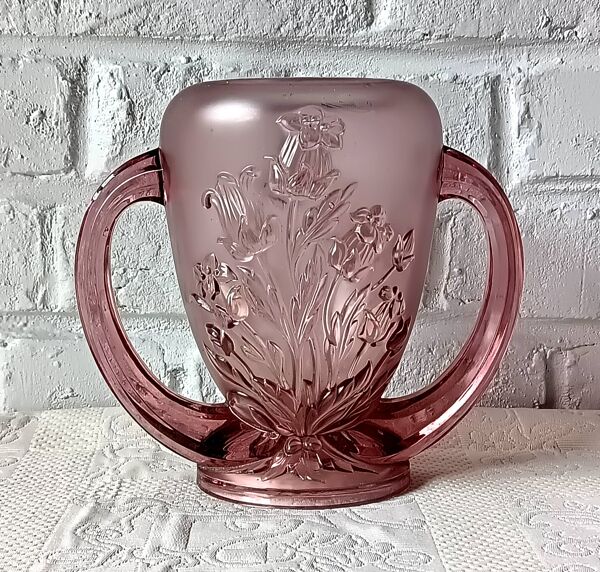 Vase verelys art déco violet vintage, modèle ''les campanules