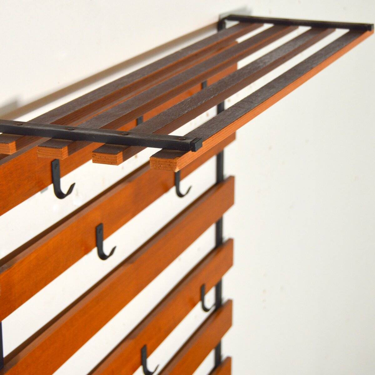 Scandinavian entrance locker Teak and metal 1960s