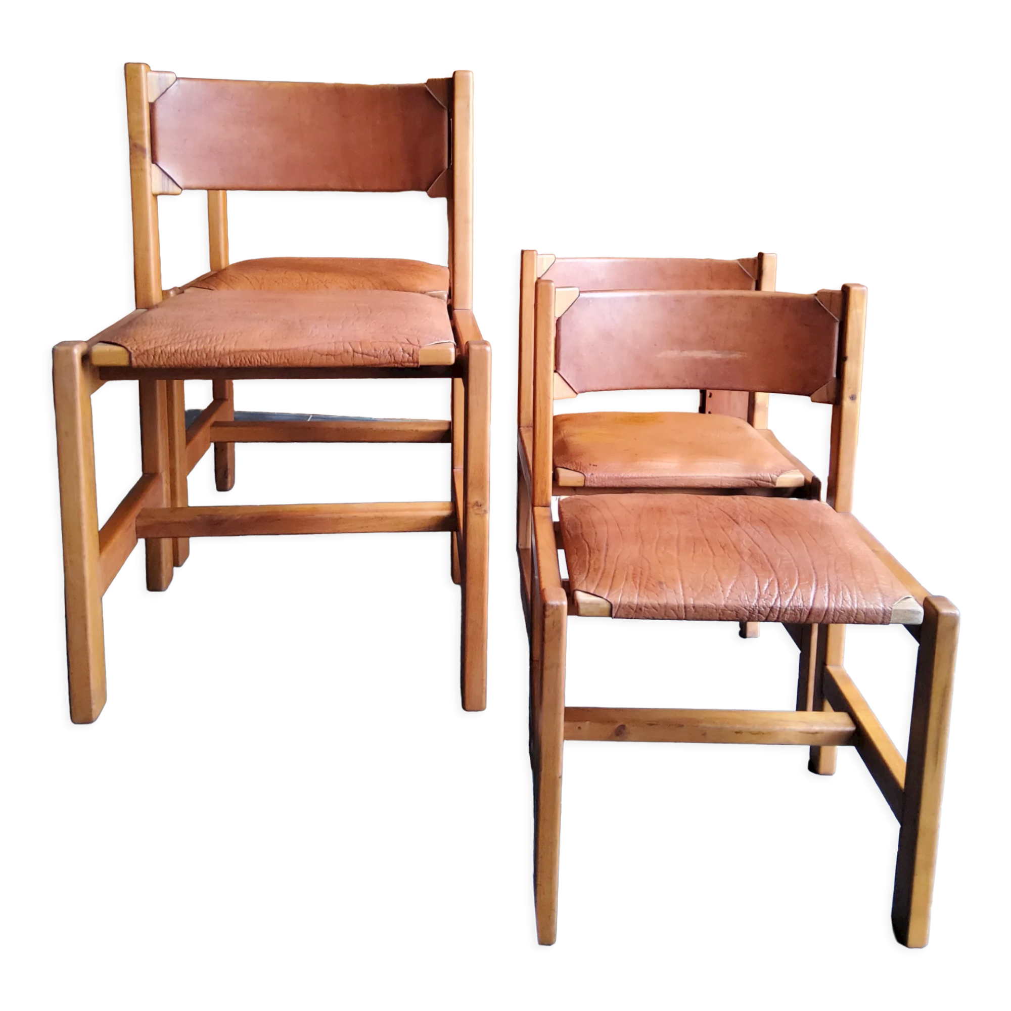 Chairs Maison Regain solid elm structure, leather seat and back