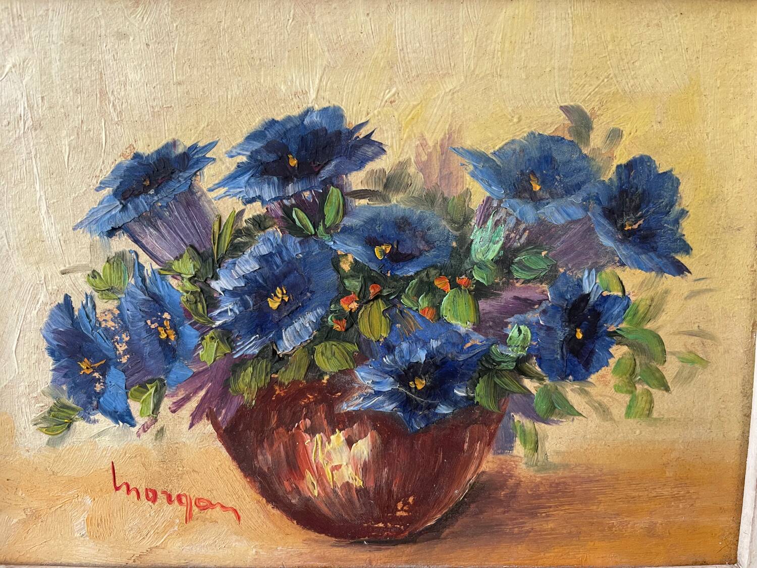 Pair of small paintings, bouquet of flowers