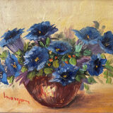 Duo of small flower bouquet paintings