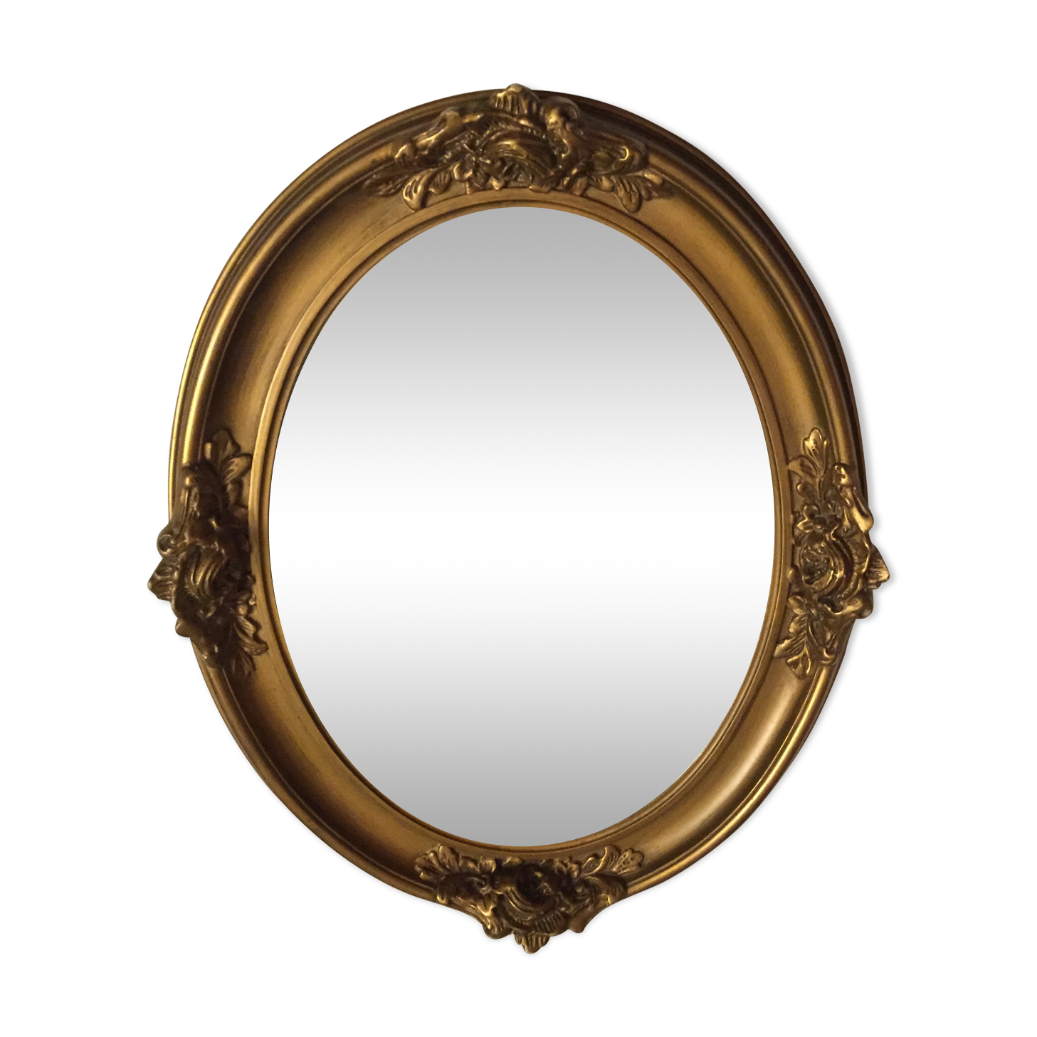 Oval mirror wooden gold 50 x 39 cm
