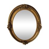 Oval mirror wooden gold 50 x 39 cm
