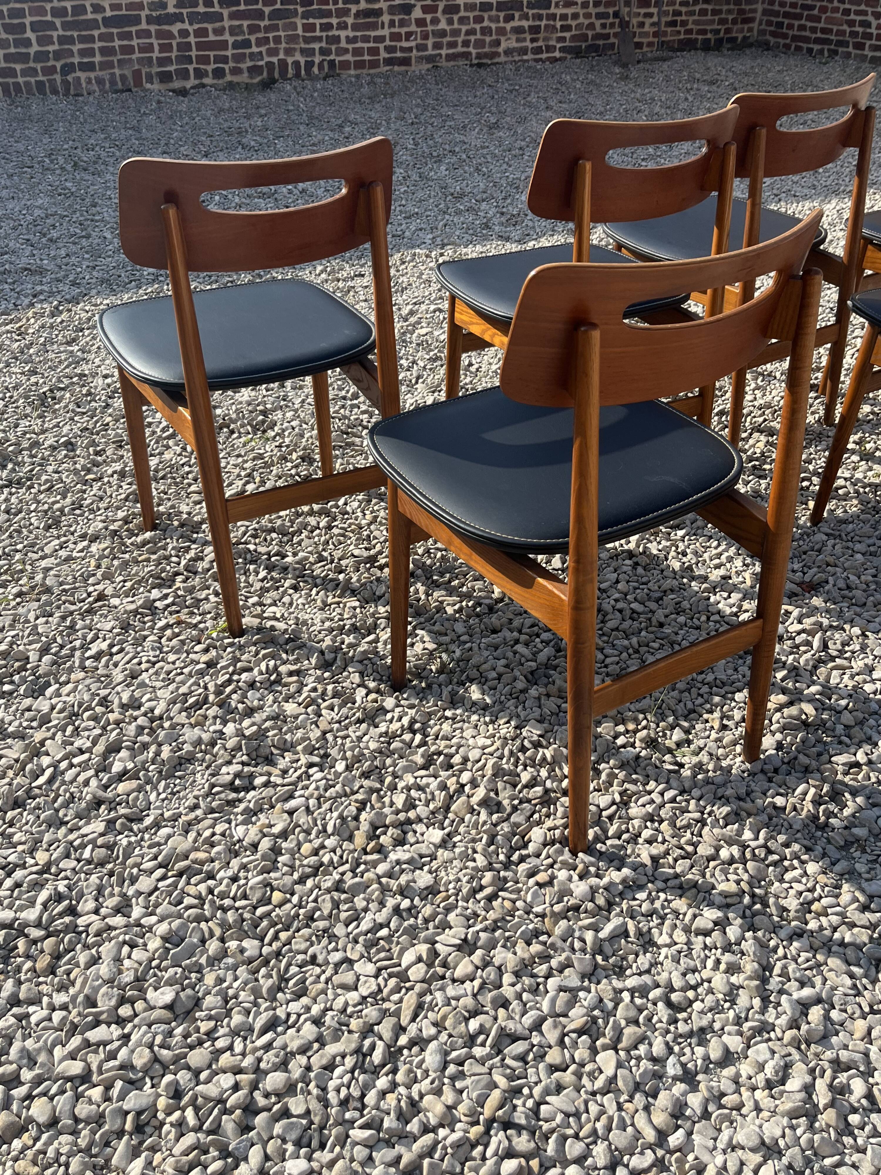 Set de 6 chaises scandinave en teck
