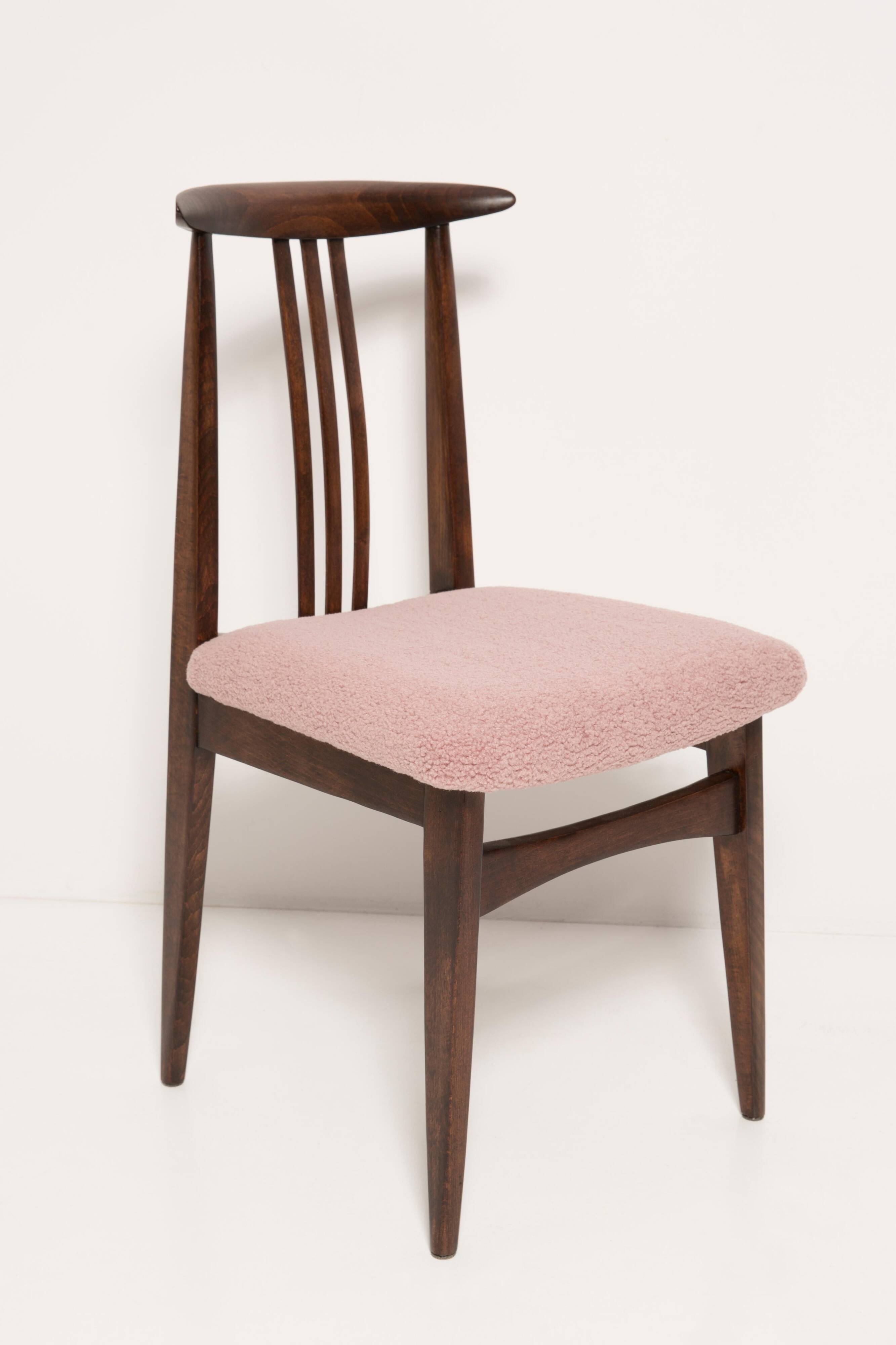 Blush Pink Bouclé Chair, Mid-Century Modern, designed by Mr. Zielinski, Europe, 1960s
