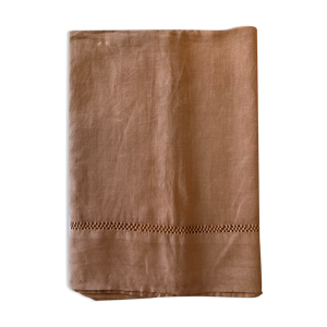 Drap ancien en pur lin teinté camel
