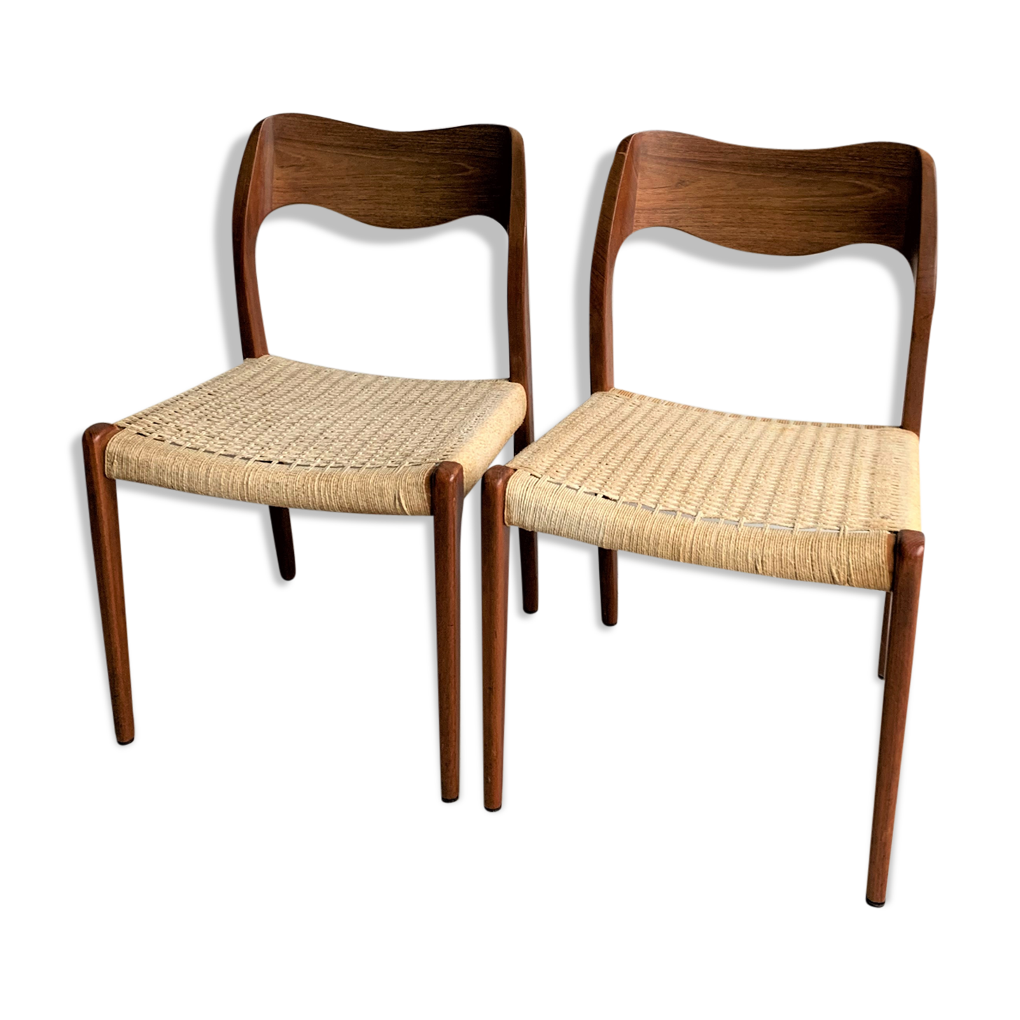 Lot de 2 chaises en teck modèle 71 de Niels Otto Møller pour J.L. Møllers, années 1950