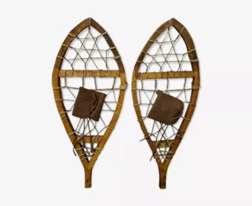 Pair of wooden snowshoes
