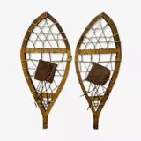 Pair of wooden snowshoes