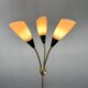 1950s Brass & Glass Adjustable Floor Lamp with Wooden Detail