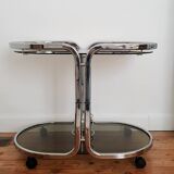 Chrome serving trolley with 70s design