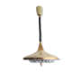 1960s mid century cream metal and crystal pull down large hanging lamp