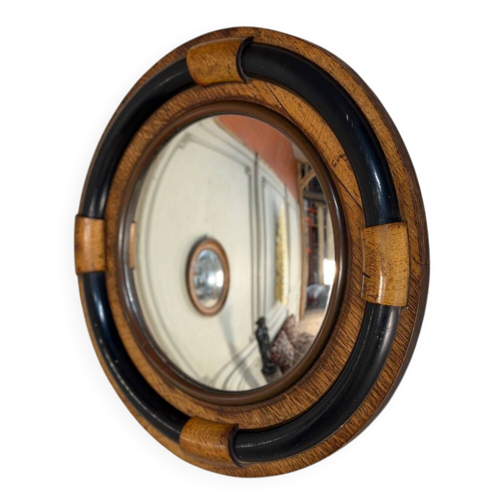 Miroir de sorcière en chêne et ébène, Angleterre vers 1920