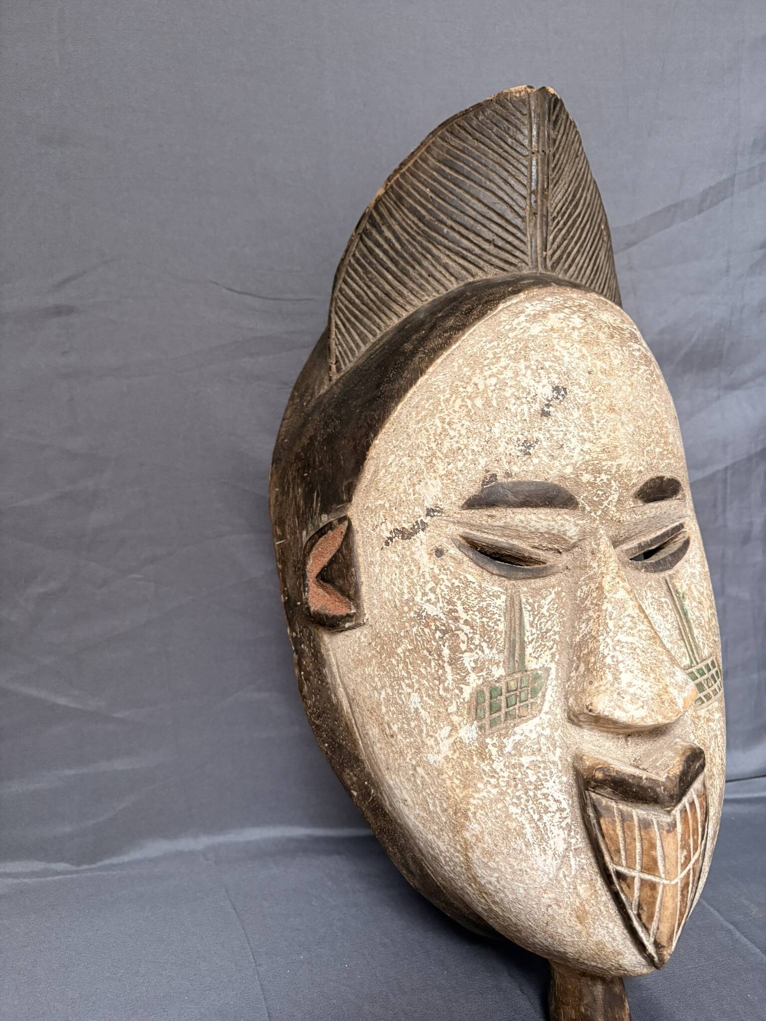 Ancient Tribal Wood Mask African Punu Maiden Mukudji Gabon