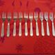 Box of 12 small dessert forks, stainless steel, Devouge Dupont silverware.