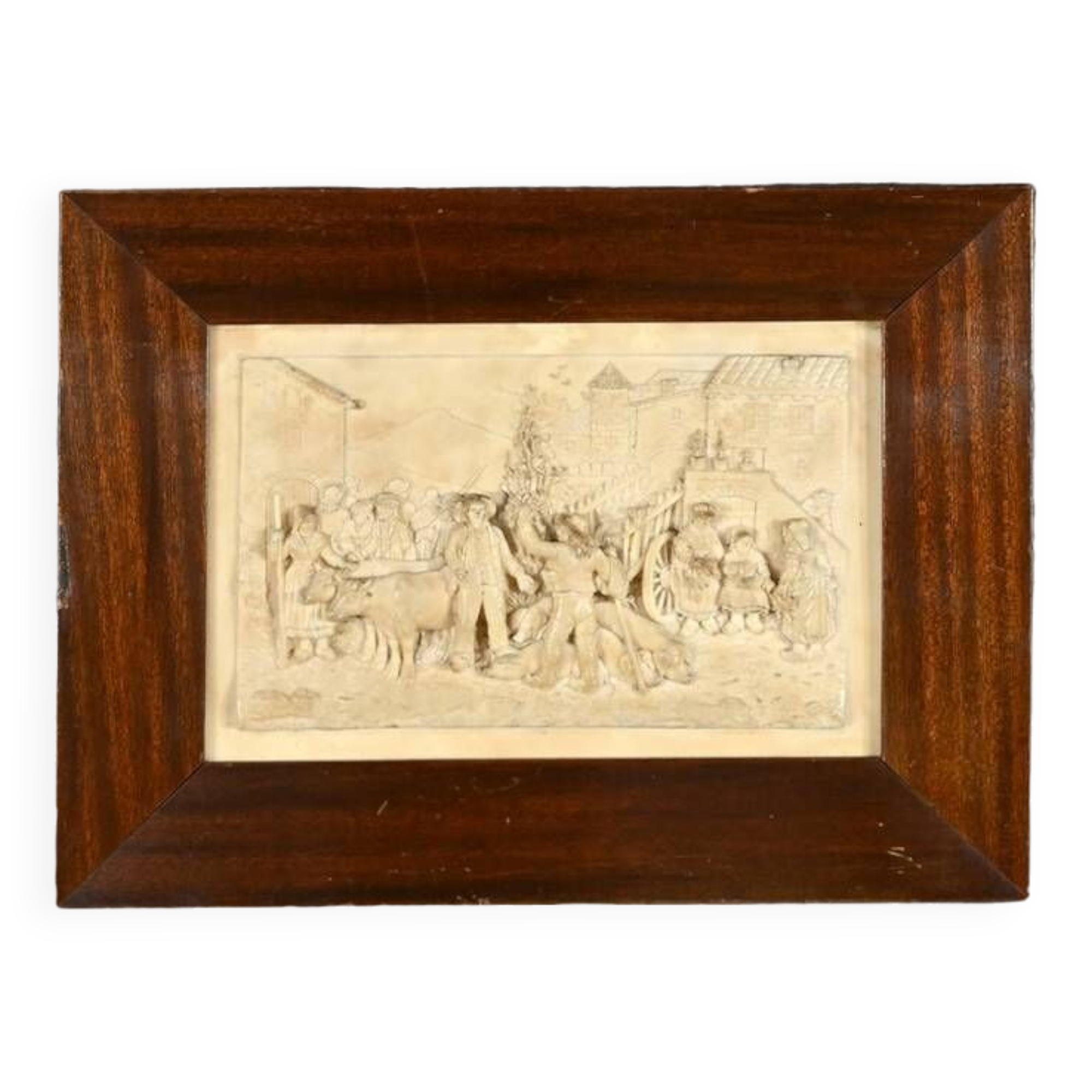 Bas-Relief Painting in Petrified Limestone, signed CF.Becker – Late 19th century